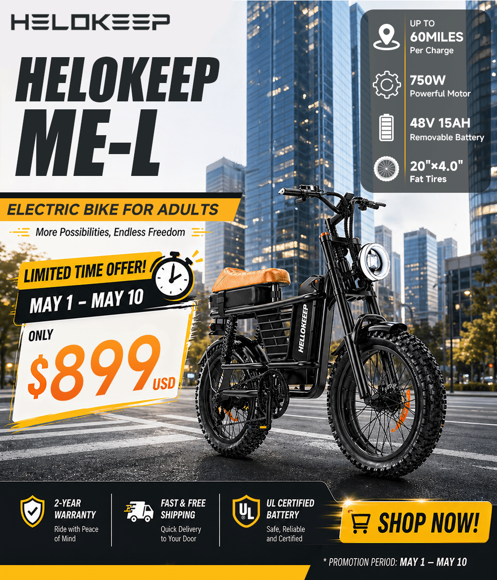 HeloKeep ME-L Electric Bike Review: The Perfect Urban Ride for Power, Comfort, and Freedom